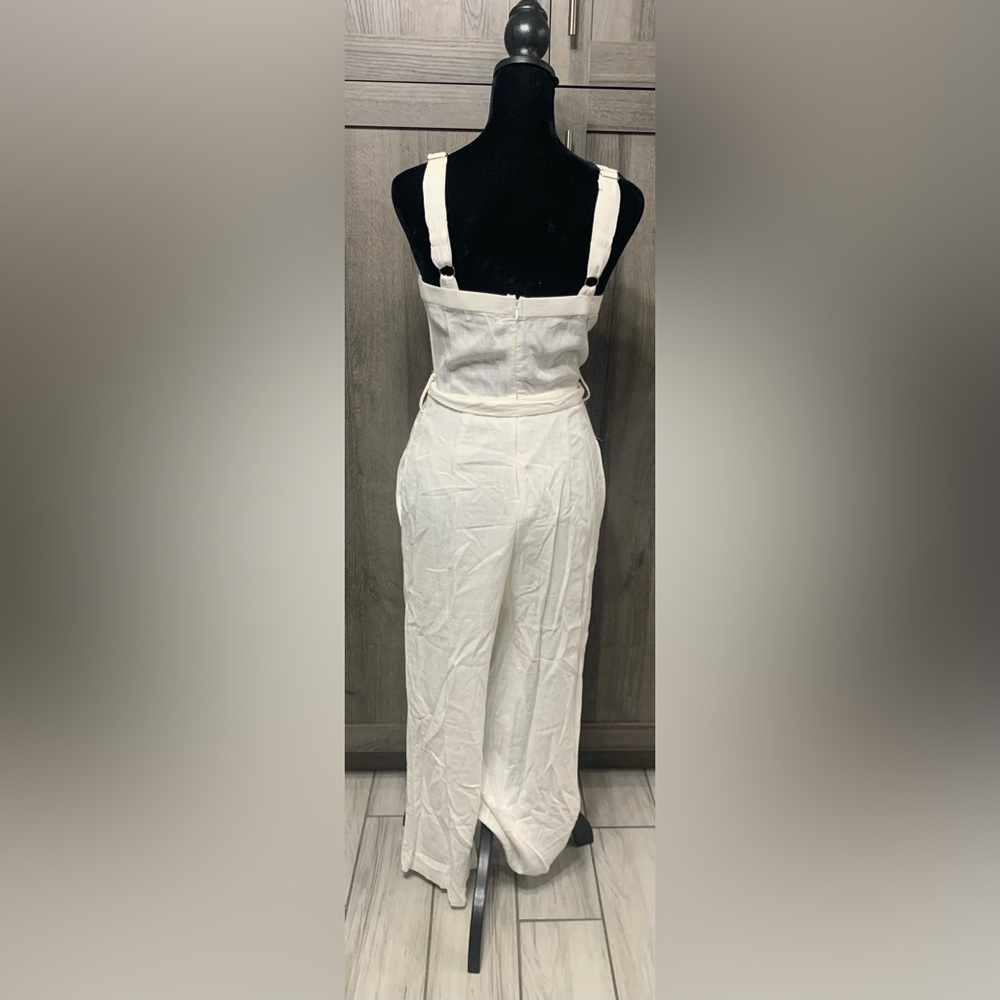Lilyful Woman's Small White Strappy Cotton Ankle Length Romper Jumper Jumpsuit - Picture 2 of 8